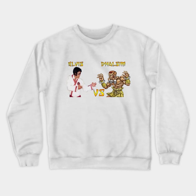 Elvis vs Dhalsim Street Fighter Crewneck Sweatshirt by Magnetar